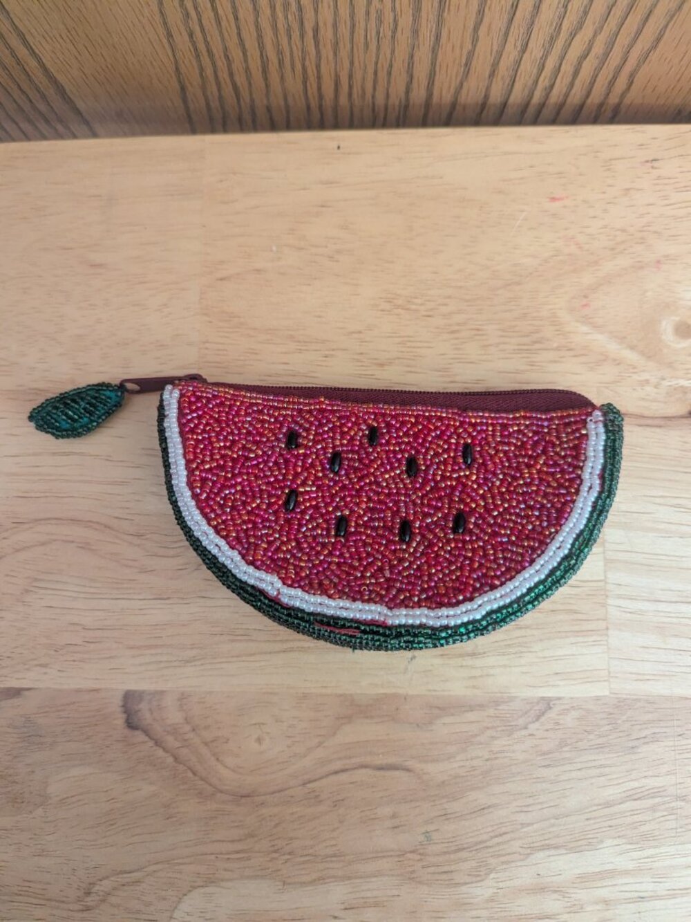 VTG Sweet Slice of Watermelon Beaded Coin Purse/Pouch w/ Silky Pink Liner Summer